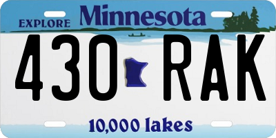 MN license plate 430RAK