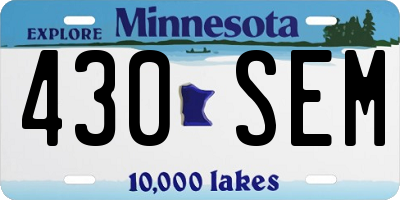 MN license plate 430SEM