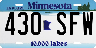 MN license plate 430SFW