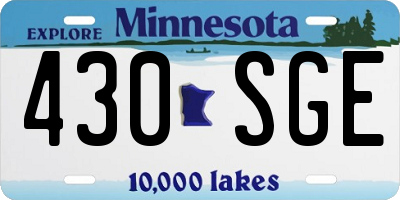 MN license plate 430SGE