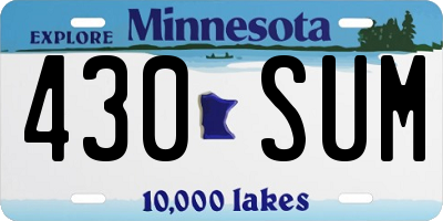 MN license plate 430SUM