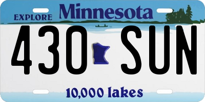 MN license plate 430SUN
