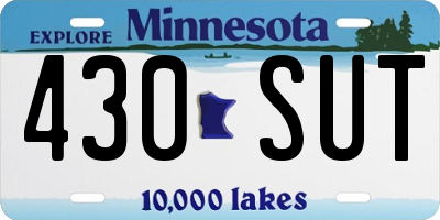 MN license plate 430SUT