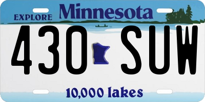 MN license plate 430SUW
