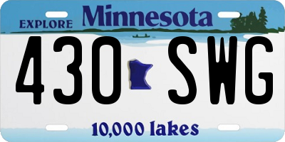 MN license plate 430SWG