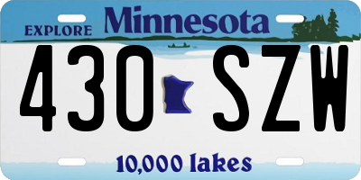 MN license plate 430SZW