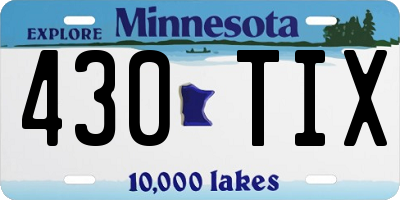 MN license plate 430TIX