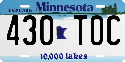 MN license plate 430TOC