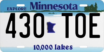 MN license plate 430TOE