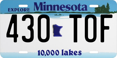 MN license plate 430TOF