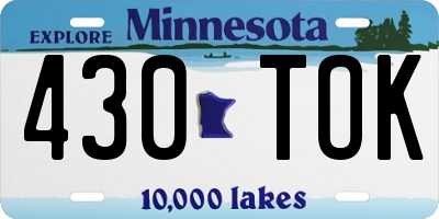 MN license plate 430TOK