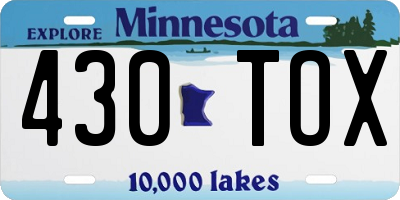 MN license plate 430TOX