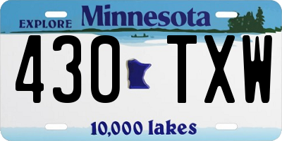 MN license plate 430TXW