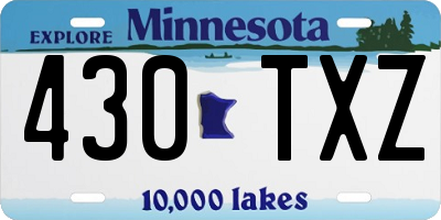 MN license plate 430TXZ