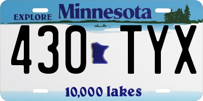 MN license plate 430TYX