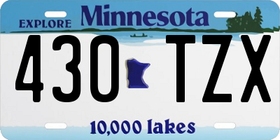 MN license plate 430TZX