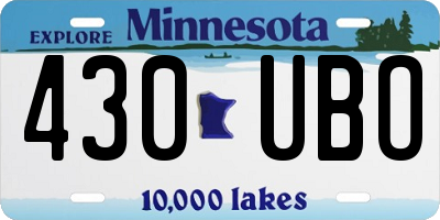 MN license plate 430UBO