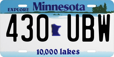MN license plate 430UBW
