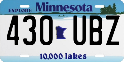 MN license plate 430UBZ
