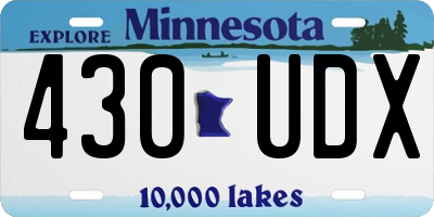 MN license plate 430UDX