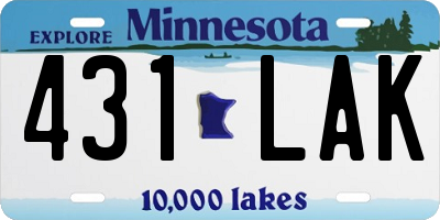 MN license plate 431LAK