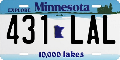 MN license plate 431LAL