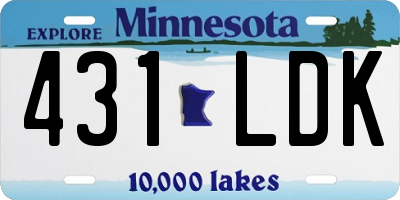 MN license plate 431LDK