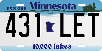 MN license plate 431LET