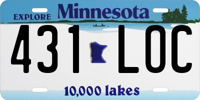 MN license plate 431LOC