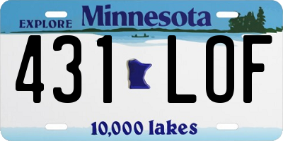 MN license plate 431LOF