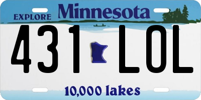 MN license plate 431LOL