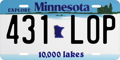 MN license plate 431LOP