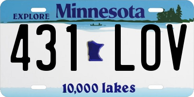 MN license plate 431LOV