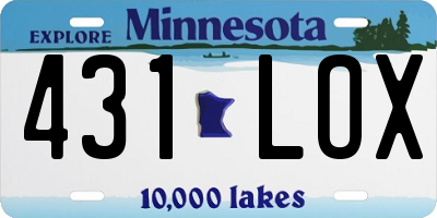 MN license plate 431LOX