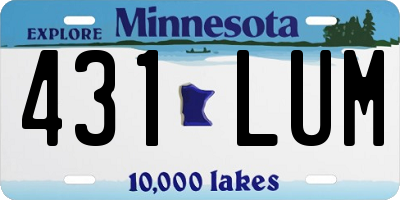 MN license plate 431LUM