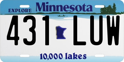 MN license plate 431LUW