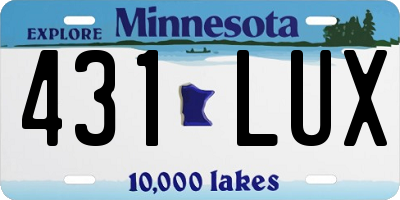 MN license plate 431LUX