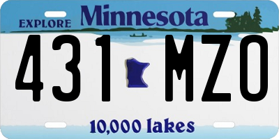 MN license plate 431MZO