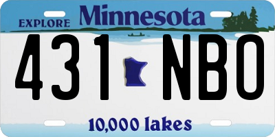 MN license plate 431NBO