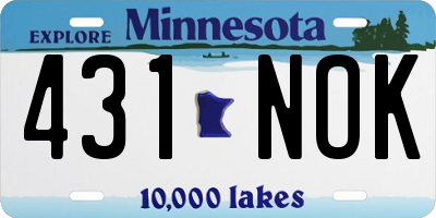 MN license plate 431NOK
