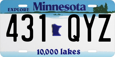 MN license plate 431QYZ
