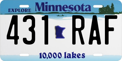 MN license plate 431RAF