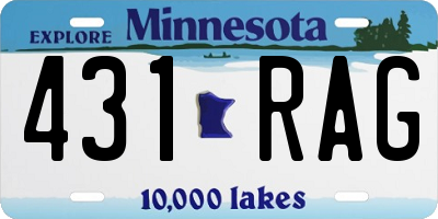 MN license plate 431RAG