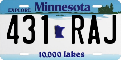 MN license plate 431RAJ