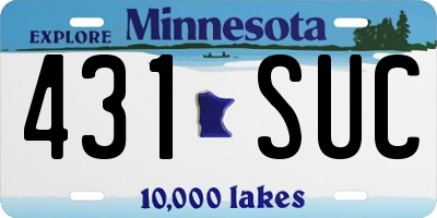 MN license plate 431SUC