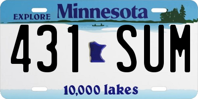 MN license plate 431SUM