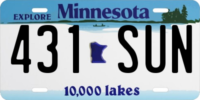 MN license plate 431SUN