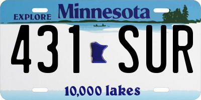 MN license plate 431SUR