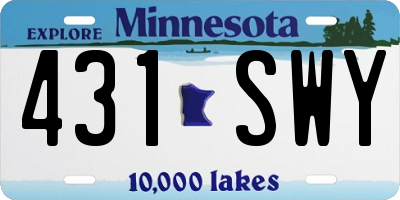 MN license plate 431SWY