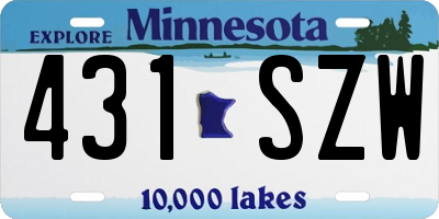MN license plate 431SZW